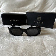 Versace Unisex “Biggie” Black Sunglasses with Gold Medusa