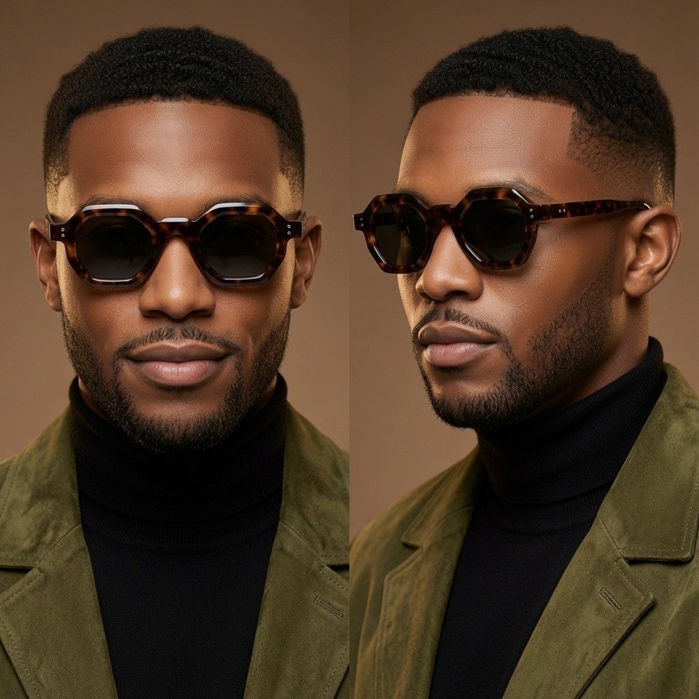 Trendy Angular Designer Shades Deliver Modern Fashionable Tortoise Hip Hop Men