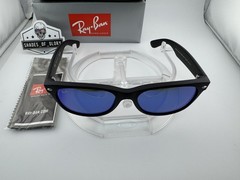 RAY-BAN NEW WAYFARER RB2132 622/17 RUBBER BLACK BLUE MIRROR SUNGLASSES 55MM NEW