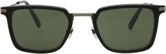 Brioni Square/Rectangle Sunglasses Shiny Solid Black Smooth Antique Silver Luxur