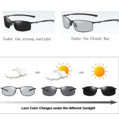 Aluminium HD Polarized Photochromic Sunglasses Men UV400 Chameleon Sport Glasses