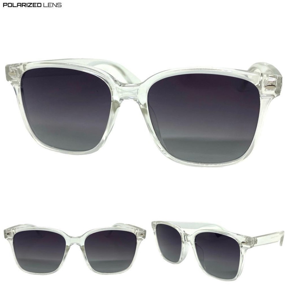 Classy Elegant Vintage Retro Style POLARIZED SUNGLASSES Square Transparent Frame