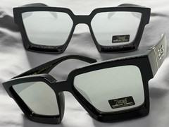 Classic Biker Hardcore Gangster Hip Hop LOCS SUNGLASSES Black Frame Silver Lens
