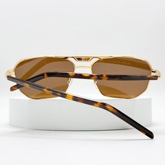 Prada SPR 58Y Pilot Sunglasses Gold Frame Brown Lens Havana Men Made in Italy