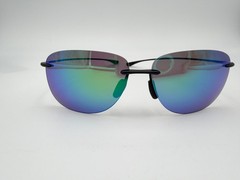 MAUI JIM Polarized Sunglasses MJ445 2M Hikina Matte Black Maui Green NIB 62 14