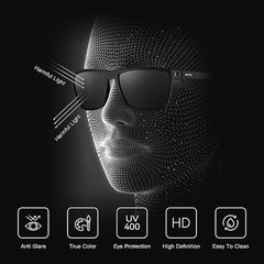 Polarized Sunglasses for Men Lightweight TR90 UV400 Protection Square Sun Glass
