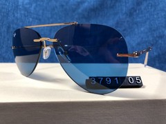 Ray-Ban RB3791 Round Metal Glod Frame Mirror Ice Blue Lenses Sunglasses 001/80