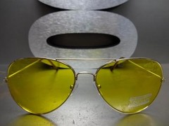Men’s Women CLASSIC VINTAGE RETRO Style SUN GLASSES Gold Metal Frame Yellow Lens