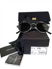 Dolce Gabbana Sunglasses DG 2295 05/87 Polished Silver Black with Case