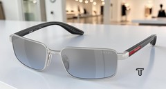 PRADA LINEA ROSSA PS B54S 1BC11A Silver Blue Silver Mirror 59mm Men’s Sunglasses