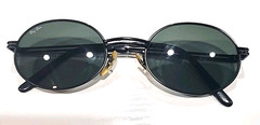 Ray Ban B&L PSBA Vintage Small Black Metal Gray Oval Sunglasses Read