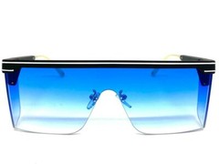 Classic Retro Futuristic Modern Contemporary Blinder Shield SUNGLASSES Blue Lens