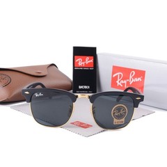 Ray-Ban RB3016 Sunglasses Clubmaster Classic Black Frame Glass Grey Lens 51mm