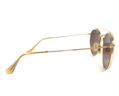 Ray-Ban Sunglasses RB3647-N 9124/43 Round Double Bridge Gold Crystal Brown Gray