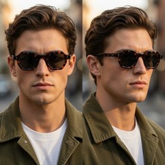 Trendy Angular Designer Shades Deliver Modern Fashionable Tortoise Hip Hop Men