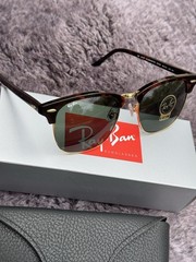 New Ray-Ban Clubmaster RB3016 Tortoise /G-15 Green Large 55mm Sunglasses