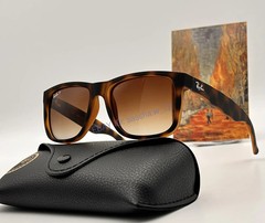Ray-Ban RB4165 Justin 54mm Polarized Sunglasses Matte Tortoise Grey Brown Lenses