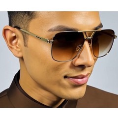 Men’s Gold Tone Casual Sunglasses Gradient Brown Lenses Style Eyewear Outdoor
