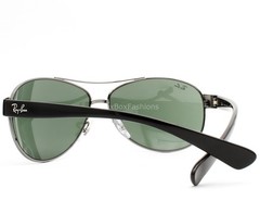 Ray-Ban Sunglasses RB 3386 004 71 Shiny Gunmetal on Black Green 63mm with Case