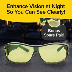 BattleVision Night Vision Wraparounds Green Night Driving Glasses, AS-SEEN-ON…