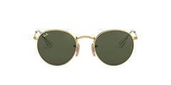 RAY BAN RAY-BAN RB3447N ROUND FLAT LENS SUNGLASSES GOLD/G-15 GREEN 53MM