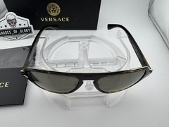 VERSACE VE 2199 12524T HAVANA DARK GREY GOLD SUNGLASSES 56MM AUTHENTIC $354 NEW