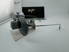 MAUI JIM NORTH STAR MJ 757-17M SILVER W/ NEUTRAL GREY POLARIZED ROUND SUNGLASSES