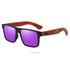 DUBERY Men Women Wood Polarized Square Sunglasses Wooden Temple Outdoor Glasses