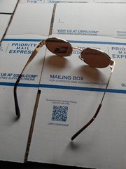 Yellow and Brown Sunglasses Unknown Brand Dark Lenses