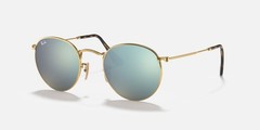 Ray-Ban Sunglasses RB3447N 001/30 Round Flat Arista Gold Flash Glass 50mm w/case