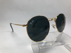 Ray-Ban RB3447 Round Metal Glod Frame Mirror Dark Green Lenses Sunglasses