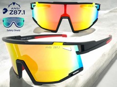 Sporty Biker Wrap Around Shield ANSI Z87.1 Safety SUN GLASSES Protective Eyewear