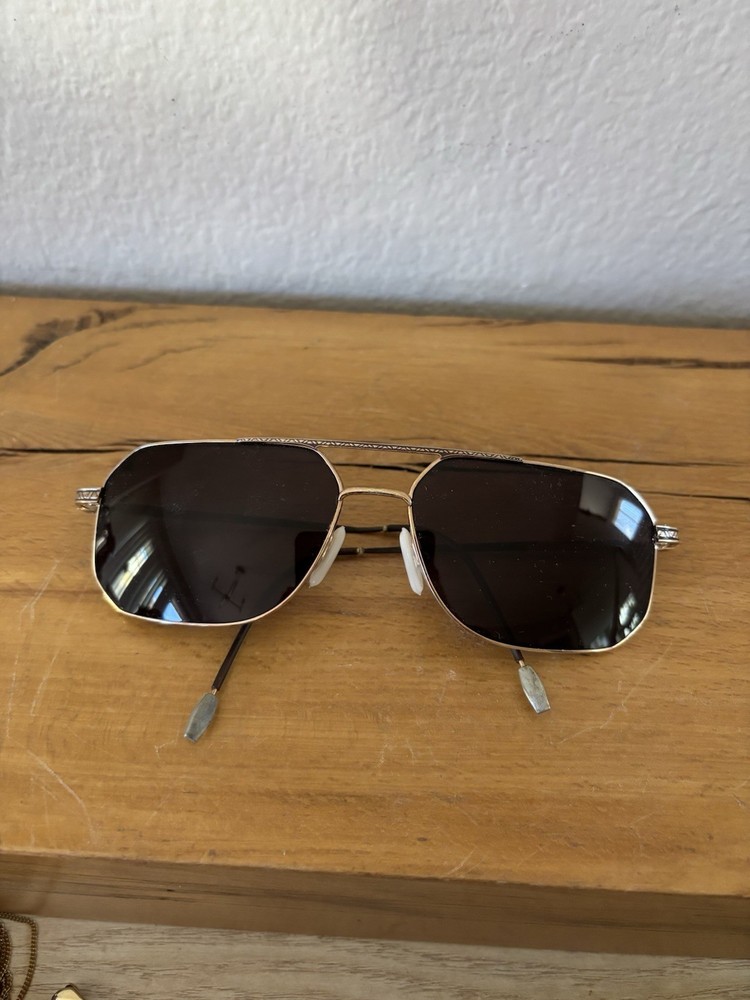 VTG John Varvatos Bronze Tone Metal Brown Sunglasses Rectangular Read*