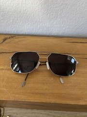 VTG John Varvatos Bronze Tone Metal Brown Sunglasses Rectangular Read*