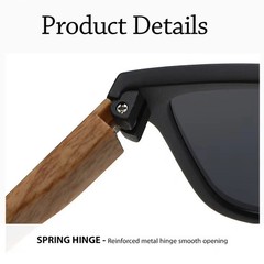 Square Sunglasses Wood Grain Frame UV400 Driving Outdoor Retro Style Glasses
