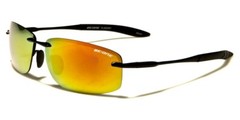 NEW RIMLESS POLARIZED SUNGLASSES MENS LADIES DESIGNER SPORTS WRAP MIRRORED METAL