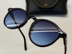 Moscot Miltzen Black with Custom Made Tints Demin Blue Sunglasses 49mm