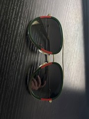 Gucci GG0062S 003 57mm Aviator Green/Red Unisex Sunglasses with Light Grey Lens