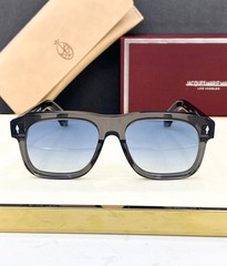 Jacques Marie Mage JMM Yves Sunglasses Handcrafted Clear Gray Frame Blue Lens