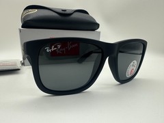 Ray-Ban Justin RB4165 622/2V Polarized Sunglasses Matte Black Blue Lens 54mm New