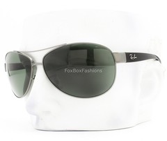 Ray-Ban Pilot Sunglasses RB 3386 004/71 Shiny Gunmetal Tinted Green 67mm w/case