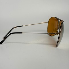 Gucci GG 1852/S Gold Aviator Sunglasses Mirrored Lenses Tortoise Trim Italy