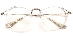 Vintage Inspired Metal Bridge and Temple Clear Lens Round Oval Eye Glasses