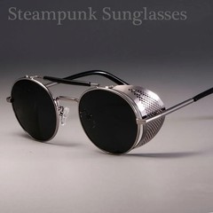 Retro Round Metal Sunglasses Steampunk Men Women Trend Brand Designer Vintage