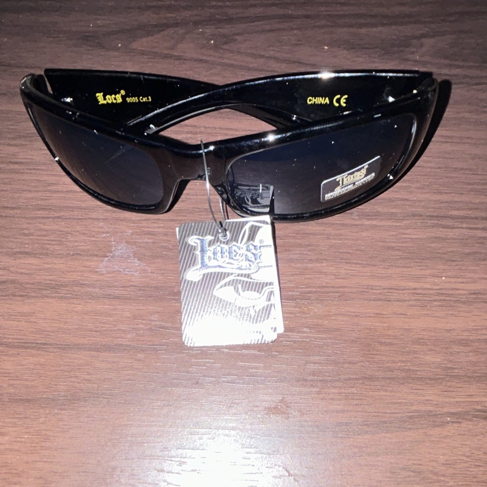 Locs 9005 Men’s Wrap Sunglasses Black Plastic Frame Black Tinted Lenses Solid