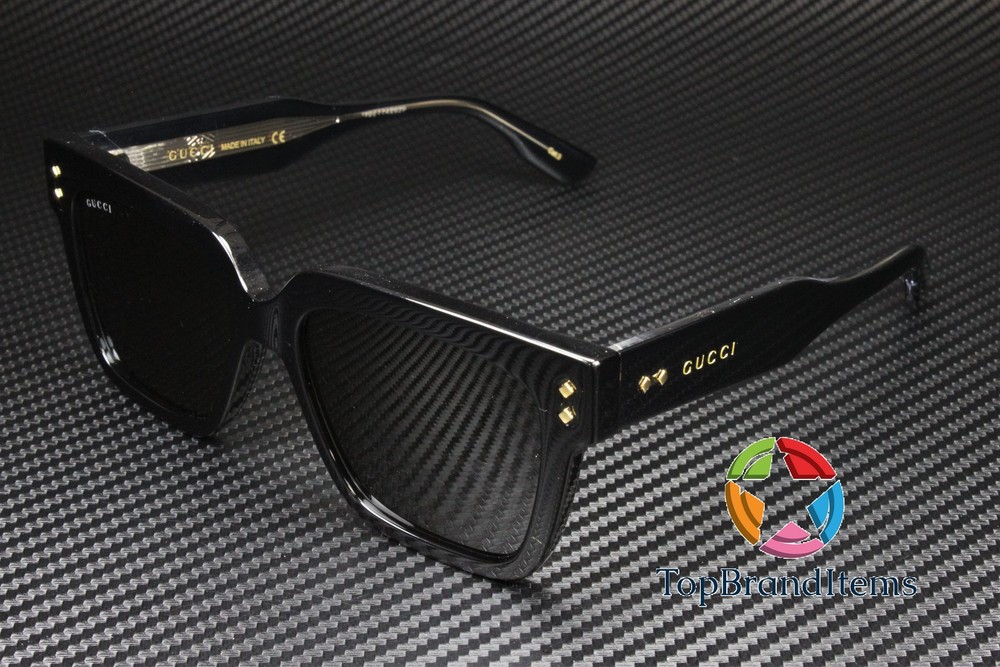 GUCCI GG1084S 001 Rectangular Squared Black Crystal Grey 54 mm Men’s Sunglasses