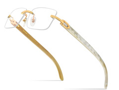 Mens Sunglasses Small Rectangular Hip Hop Rapper Gold Clear Lens Square Rimless