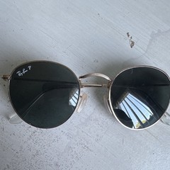 Ray-Ban Round Metal Sunglasses Gold Frame Green Tinted Glass Lenses 50-21