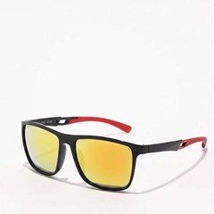 Baxtery Squares Black & Red Sunglasses NWT Gold Reflective UV Protection Shades