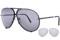 Porsche Design P8478 D343 Sunglasses Black/Black/Grey Pilot 66mm W/Extra Lenses